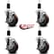 Service Caster 4'' Maroon Poly Swivel 1-3/8'' Expanding Stem Caster Set with Brake, 4PK SCC-EX20S414-PPUB-MRN-TLB-138-4 - alternate 4